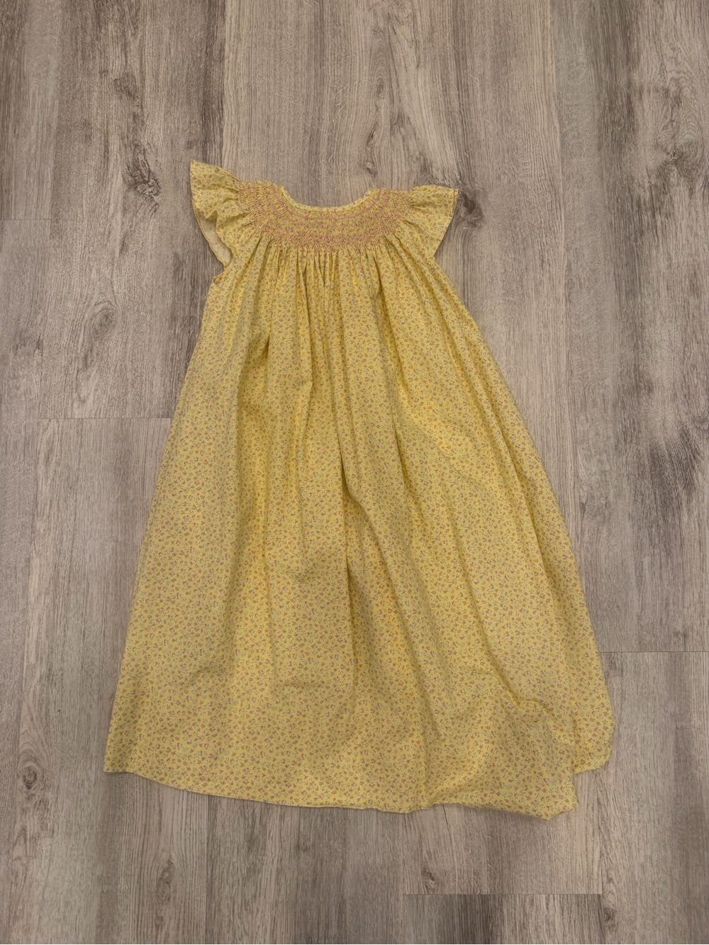Handmade Yellow Floral Smocked Dress Cottagecore Vintage Style
